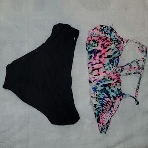 PINK Victoria's Secret Black and Multicolor Bikini